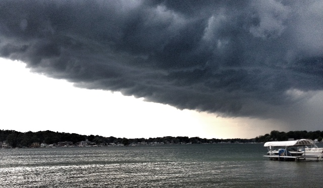 View of storm approaching, looking southwest at the east end of the lake.  Photo: Fritz Wilger
