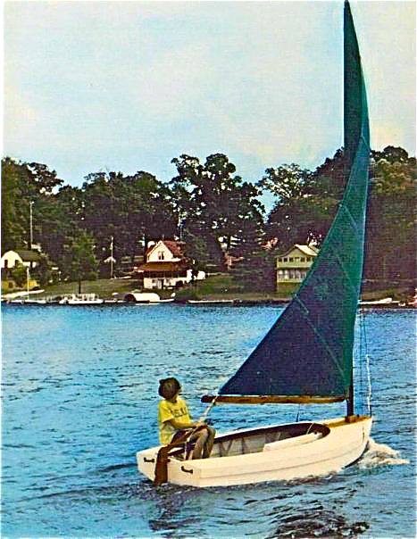 In the summer of 1968, I was in the 9th grade. My smart, beautiful older sisters were breaking hearts everywhere.  I got one of their leftovers and he happened to have a speedboat.  Dave sat on Krupa's ski jump that was anchored out in front of our house and took a picture of my sailing in front of our house. It is the one with the red roof.  It was a black and white photograph and I tinted it.  My shirt was really blue, but the sail was definitely green.